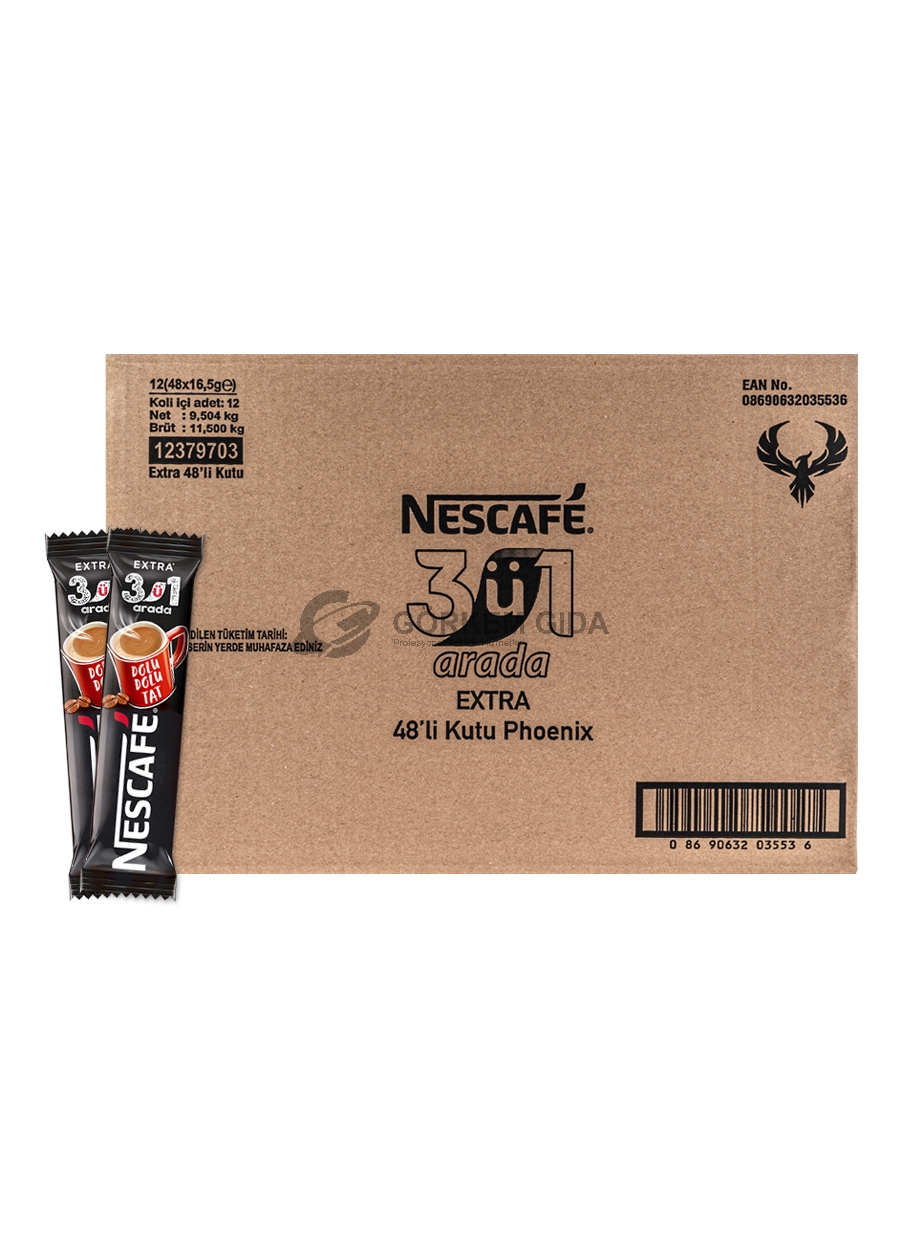 Nescafe 3 in 1 Extra Intense Coffee 16.5 Gr. 576 Pieces (BOX)