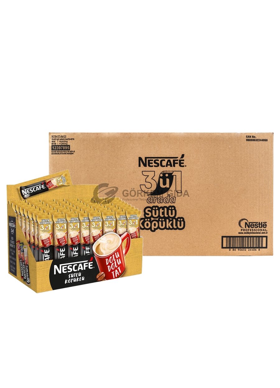 Nescafe 3 in 1 Foamy Coffee with Milk 17.4 Gr. 576 Pieces (BOX)